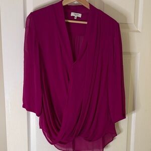 Babaton Magenta Draped Blouse